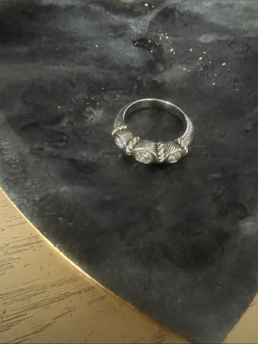 Judith Ripka, Sterling Silver Three-Stone Floral Band Ring - Silver